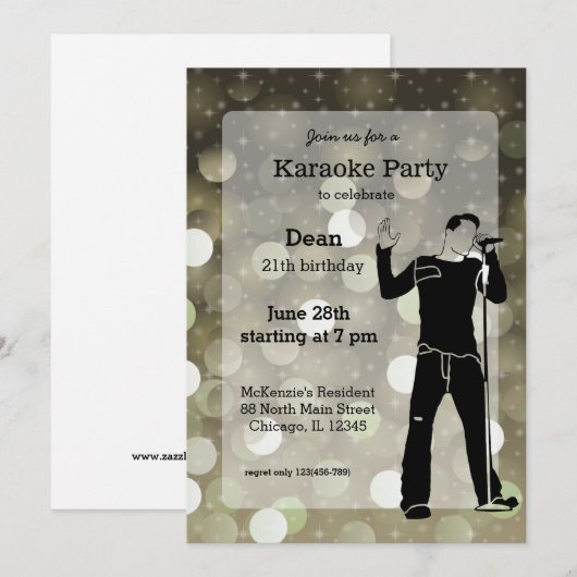 Karaoke Party Einladung (Vorne/Hinten)