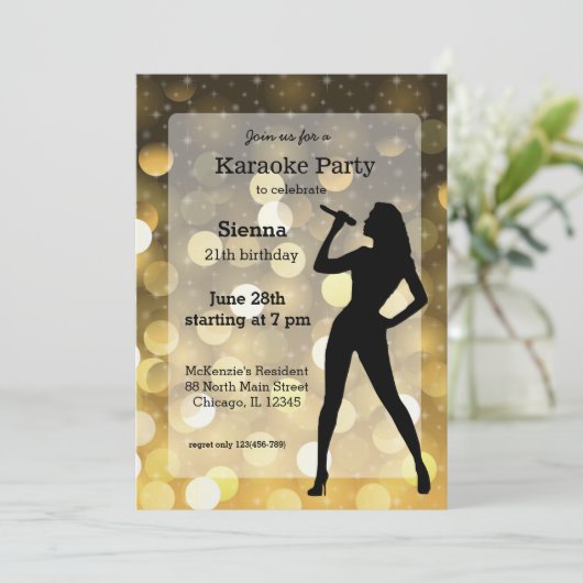 Karaoke Party Einladung (Stehend Vorderseite)