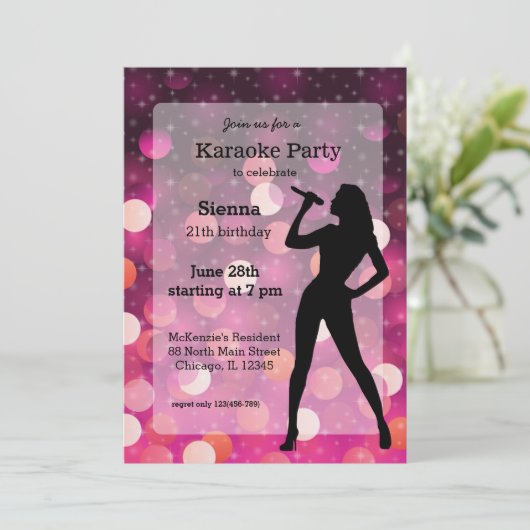 Karaoke Party Einladung (Stehend Vorderseite)