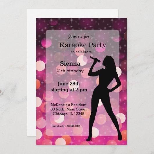 Karaoke Party Einladung (Vorne/Hinten)