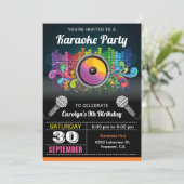 Karaoke Party | Farbige Musik - Einladung zum Gebu (Stehend Vorderseite)