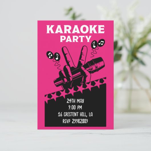 Karaoke Party Invite Einladung (Stehend Vorderseite)