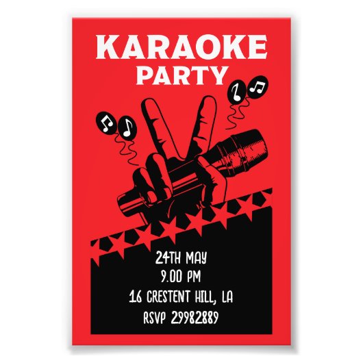 Karaoke Party Invite Fotodruck (Vorne)