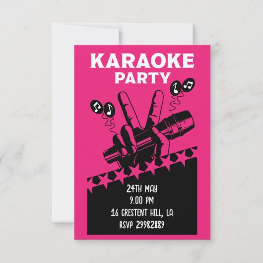 Karaoke Party Invite RSVP Karte (Vorderseite)
