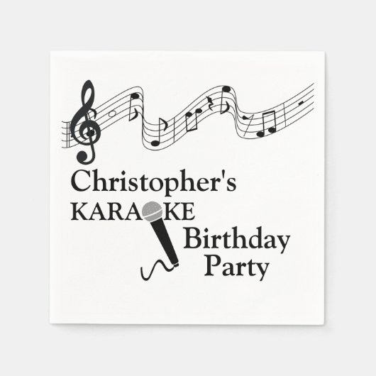 Karaoke Party Musikalische Skalierung Mikrofon Sch Serviette (Vorderseite)