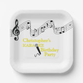 Karaoke Party Musikalisches Mikrofon Gelb Pappteller (Vorderseite)