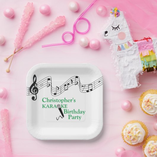 Karaoke Party Musikalisches Mikrofon Gelbe Papa Pappteller (Party)