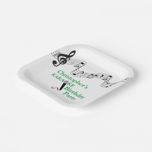 Karaoke Party Musikalisches Mikrofon Gelbe Papa Pappteller (Gewinkelt)