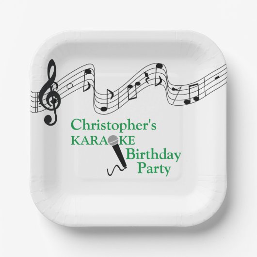 Karaoke Party Musikalisches Mikrofon Gelbe Papa Pappteller (Vorderseite)