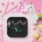 Karaoke Party Musikalisches Mikrofon Grün Pappteller (Party)