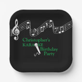 Karaoke Party Musikalisches Mikrofon Grün Pappteller (Vorderseite)