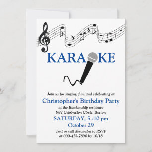 Karaoke Party Musikalisches Schuhmikrofon Blau Einladung