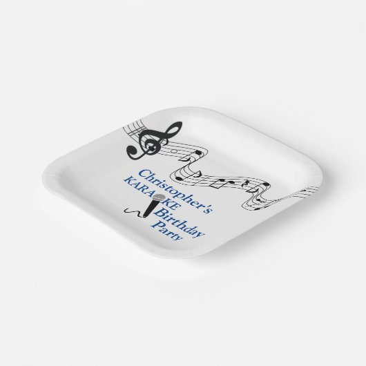 Karaoke Party Musikalisches Schuhmikrofon Blau Pappteller (Gewinkelt)