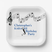 Karaoke Party Musikalisches Schuhmikrofon Blau Pappteller (Vorderseite)