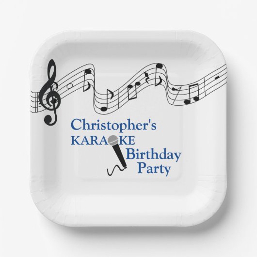 Karaoke Party Musikalisches Schuhmikrofon Blau Pappteller (Vorderseite)