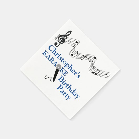 Karaoke Party Musikalisches Schuhmikrofon Blau Serviette (Ecke)