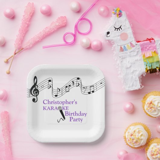 Karaoke Party Musikalisches Schuhmikrofon Lila Pappteller (Party)