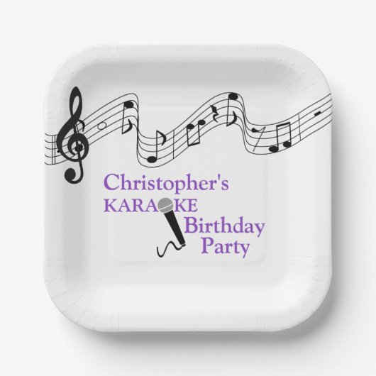 Karaoke Party Musikalisches Schuhmikrofon Lila Pappteller (Vorderseite)