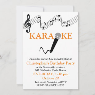 Karaoke Party Musikalisches Schuhmikrofon Orange Einladung