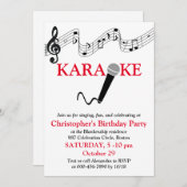 Karaoke Party Musikalisches Schuhmikrofon Rot Einladung (Vorne/Hinten)