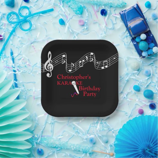 Karaoke Party Musikalisches Schuhmikrofon Rot Pappteller (Party)