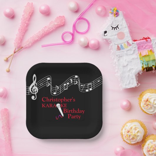 Karaoke Party Musikalisches Schuhmikrofon Rot Pappteller (Party)