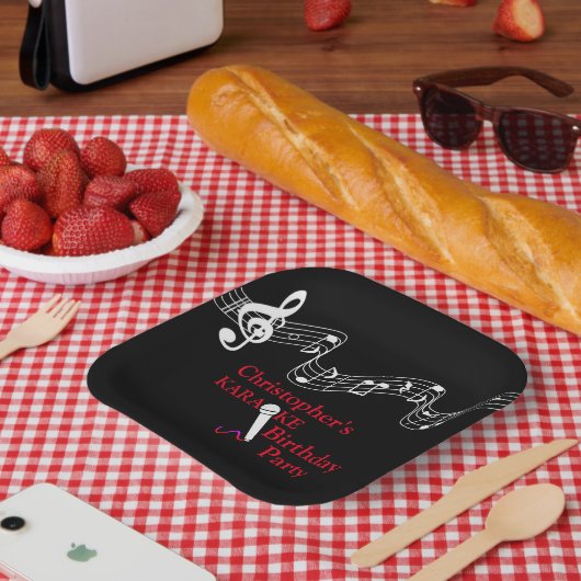 Karaoke Party Musikalisches Schuhmikrofon Rot Pappteller (Picknick)