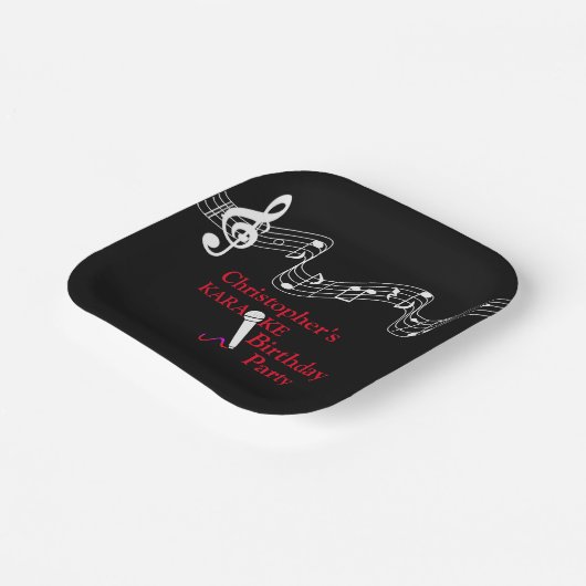 Karaoke Party Musikalisches Schuhmikrofon Rot Pappteller (Gewinkelt)