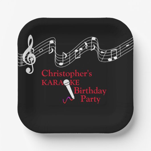 Karaoke Party Musikalisches Schuhmikrofon Rot Pappteller (Vorderseite)