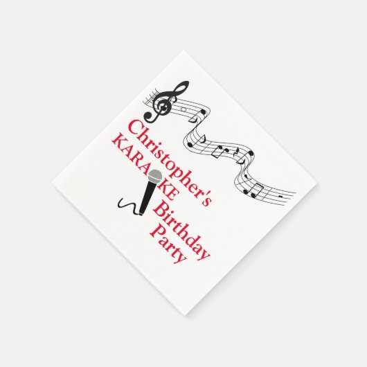 Karaoke Party Musikalisches Schuhmikrofon Rot Serviette (Ecke)