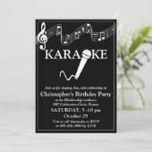 Karaoke Party Musikalisches Schuhmikrofon Schwarz- Einladung (Stehend Vorderseite)