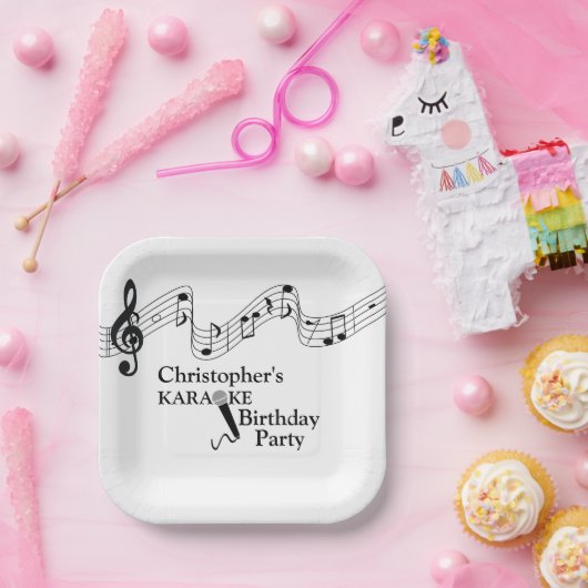 Karaoke Party Musikalisches Schuhmikrofon Schwarz- Pappteller (Party)