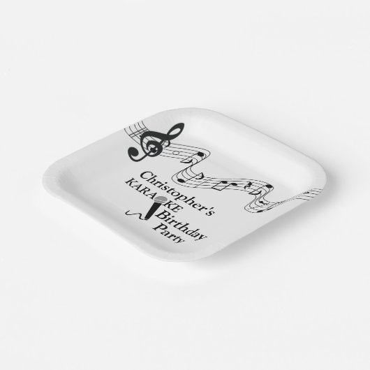 Karaoke Party Musikalisches Schuhmikrofon Schwarz- Pappteller (Gewinkelt)