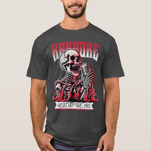 Karaoke Punk Rock Heat Up The Mic Skeleton T-Shirt (Vorderseite)