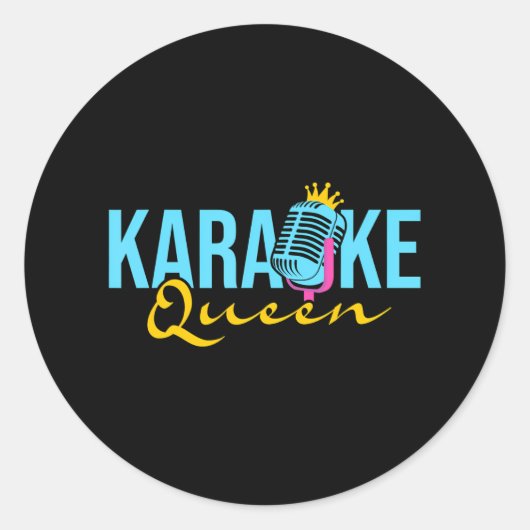 Karaoke Queen Microphone Gesangsmusik Lover Runder Aufkleber (Vorderseite)