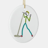Karaoke-Singender Stockmann Keramik Ornament (Rechts)