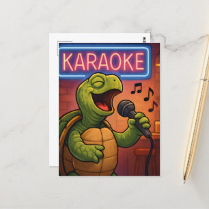 Karaoke Singing Turtle Postkarte