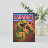 Karaoke Singing Turtle Postkarte (Stehend Vorderseite)