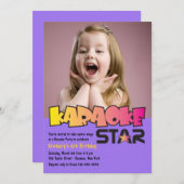 Karaoke Star Foto Geburtstagsparty Einladung (Vorne/Hinten)