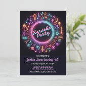 Karaoke Surprise Geburtstag Einladung (Stehend Vorderseite)