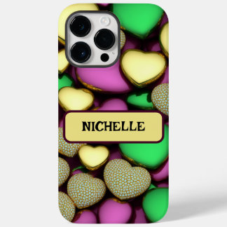 Karat Gold Hearts Case-Mate iPhone 14 Pro Max Hülle