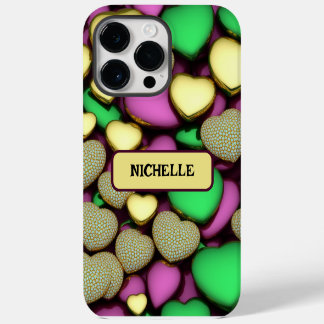 Karat Gold Hearts iPhone 14 Pro Max Hülle