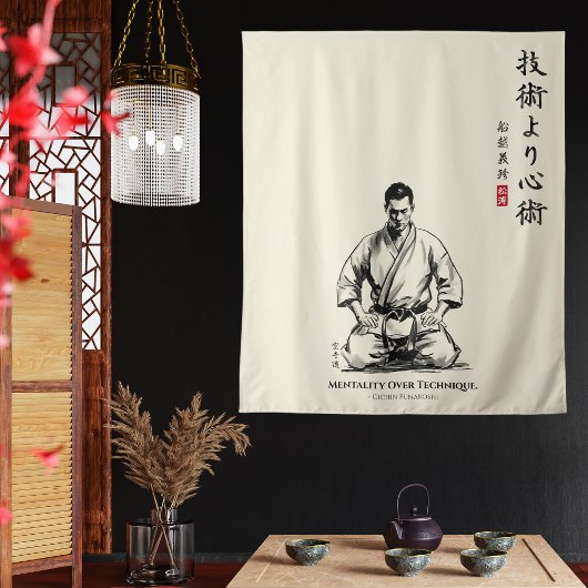 Karate 5. Gebot - Mentalität über Technik Wandteppich