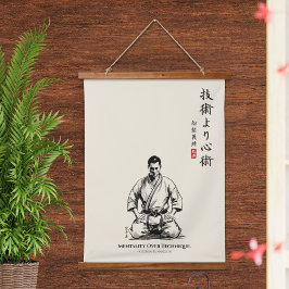 Karate 5th Precept  - Mentality Over Technique Wandteppich Mit Holzrahmen