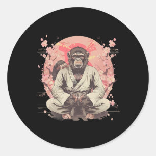 Karate-Affe Jiu-Jitsu Mma Kampfsport Sakura Ki Runder Aufkleber