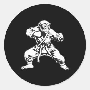 Karate-Affe-Taekwondo-Kickboxen-Mma-Judo-Affe Runder Aufkleber
