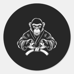 Karate-Affe Zeichnung Kickboxen Jiu-Jitsu Mma Mar Runder Aufkleber