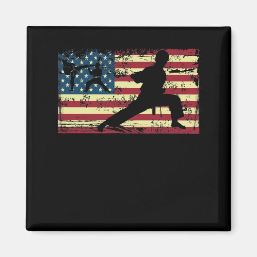 Karate American Flag Martial Arts Magnet (Vorne)
