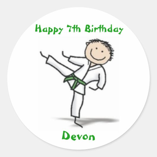 Karate-Aufkleber - grüner Gürtel Runder Aufkleber (Vorderseite)