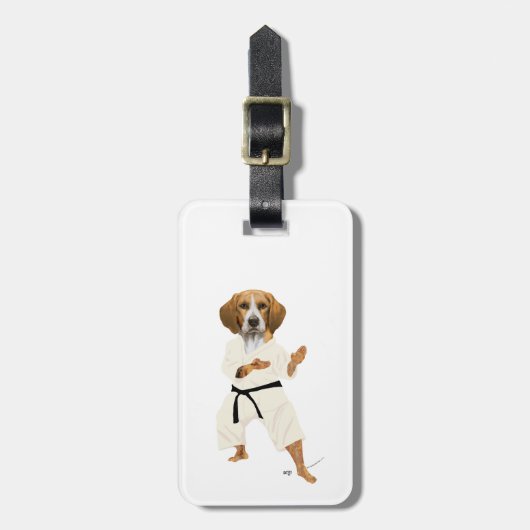 Karate Beagle Gepäckanhänger (Vorderseite vertikal)